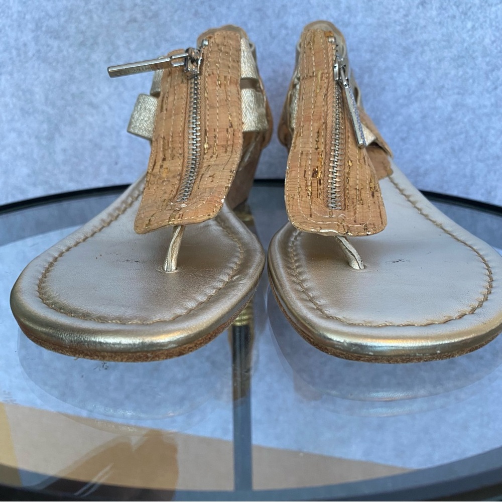 D16 Donald J Pliner Dori wedge sandals cork metallic 7.5N - Picture 6 of 14